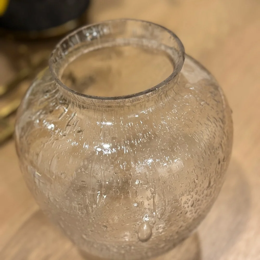 Antique Vintage Hand Blown Controlled Bubbles Glass Vase